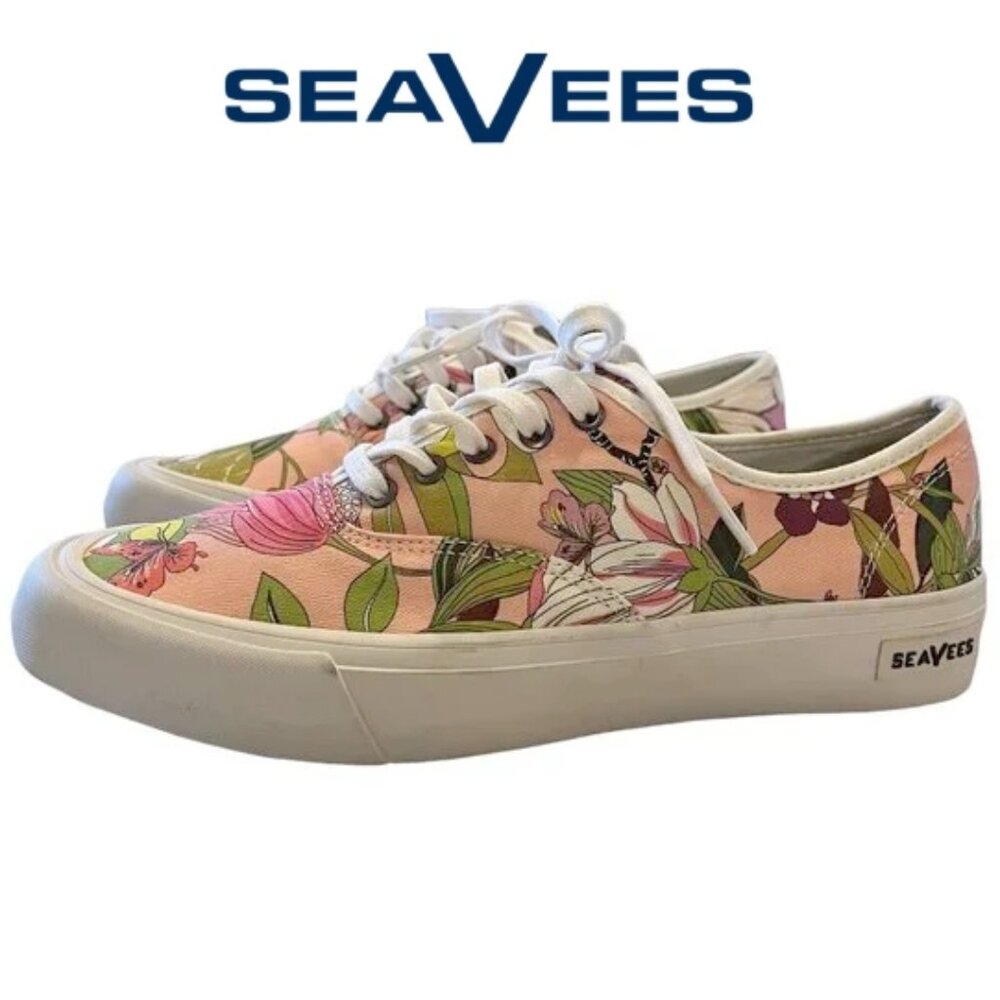SeaVees Women’s Floral Canvas Sneakers in SIZE 7.5 Tropical Resort Pool Cruise - Picture 2 of 7